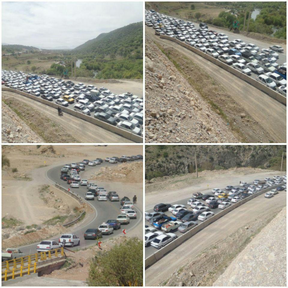 ترافیک سنگین درجاده های کهگیلویه وبویراحمد در آخرین روز تعطیلات نوروز 97 + تصاویر