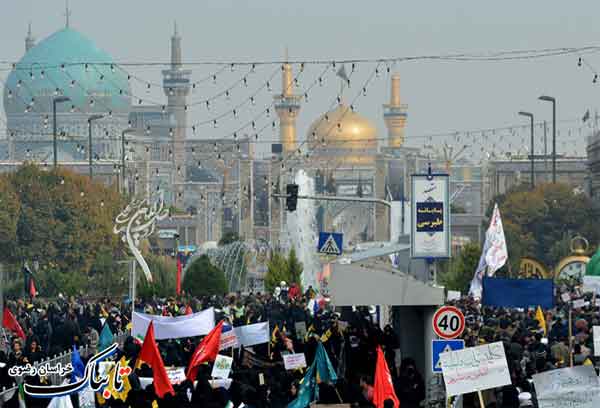 تصاویر تابناک رضوی از راهپیمایی 13 آبان در مشهد