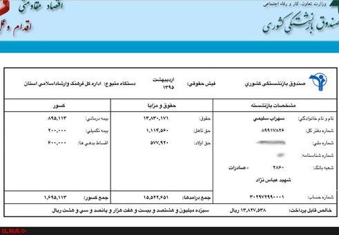 فاش شدن حقوق‌های میلیونی هنرپیشه‌ها +سند